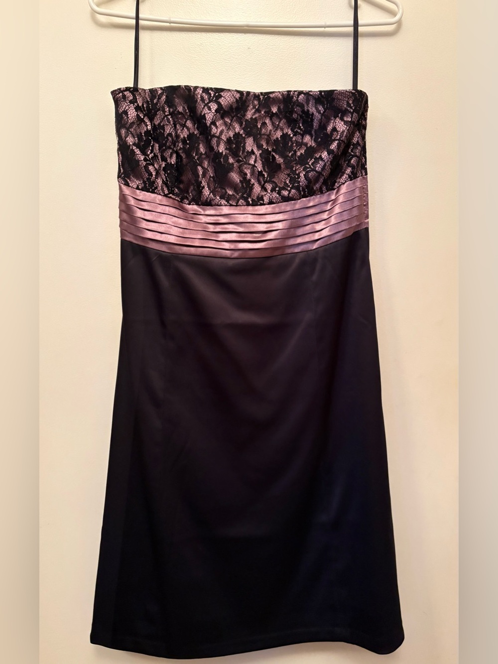 RW&CO. Strapless Black Dress with Pink Lace Bodice and Satin Waistband
